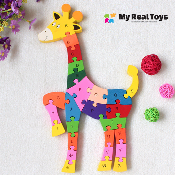 Double Sided Wooden Alphabet and Numbers Puzzle