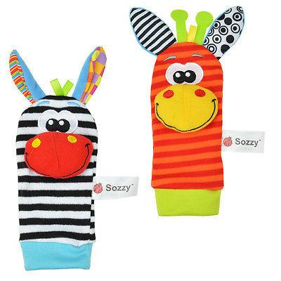 Baby Hand Wrist Strap Rattles-Animal Socks