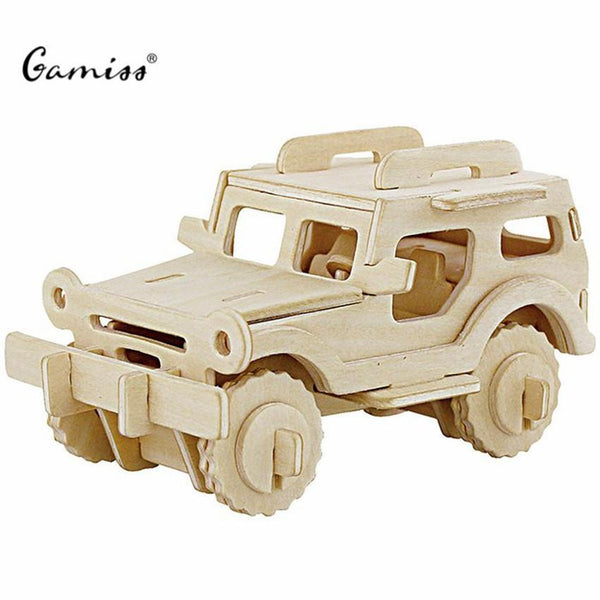 3D Wooden Vehicle Puzzle for Children and Adults