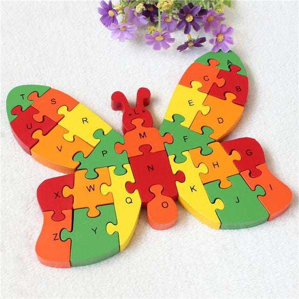 Double Sided Wooden Alphabet and Numbers Puzzle