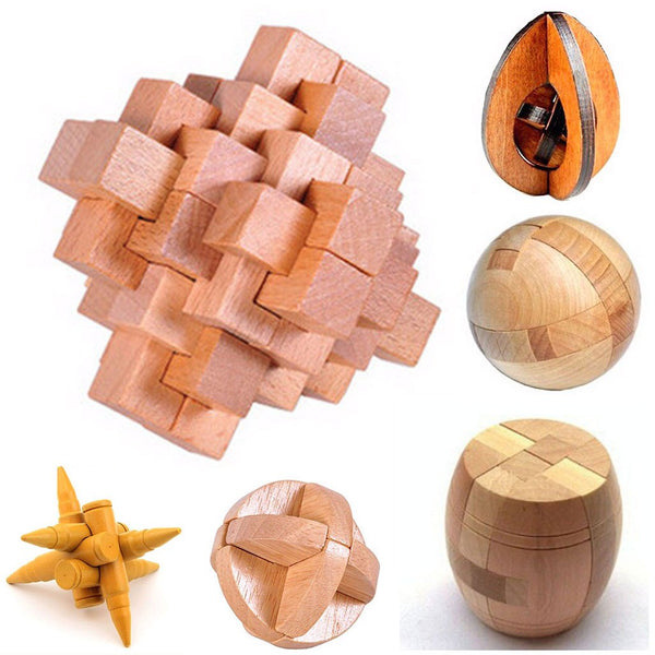 Classic IQ Brain Teaser 3D Wooden Puzzles - FREE Shipping